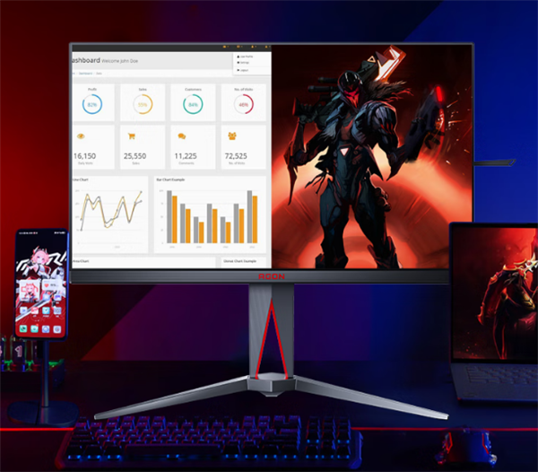 AOC推出新款27寸MiniLED显示器:支持双模切换 9216颗发光灯珠